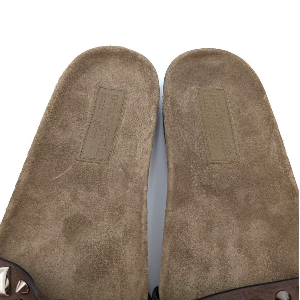 Pedro Garcia Anouk Spike Stud Slide Sandals Women's Brown Size US8.5 EU38.5 - Picture 7 of 11